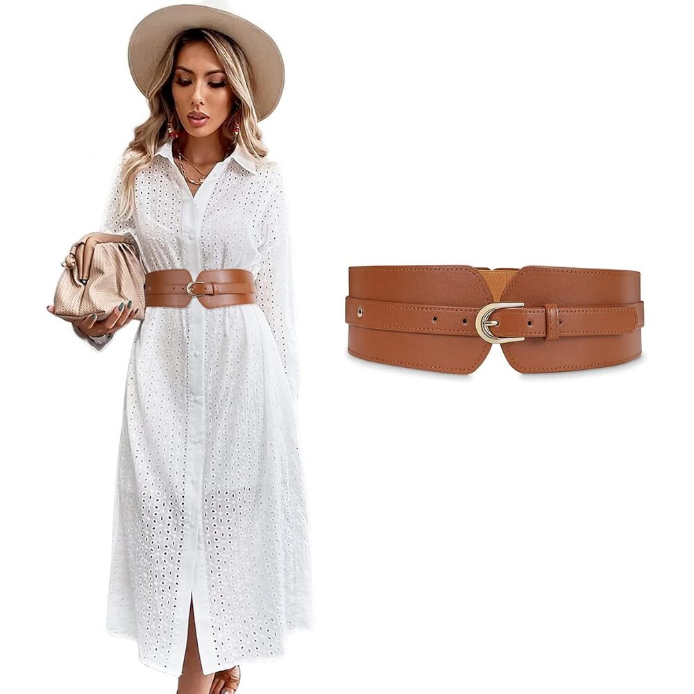 Womens Wide Elastic Waist Belt for Dress Ladies Stretch Cinch Belt for